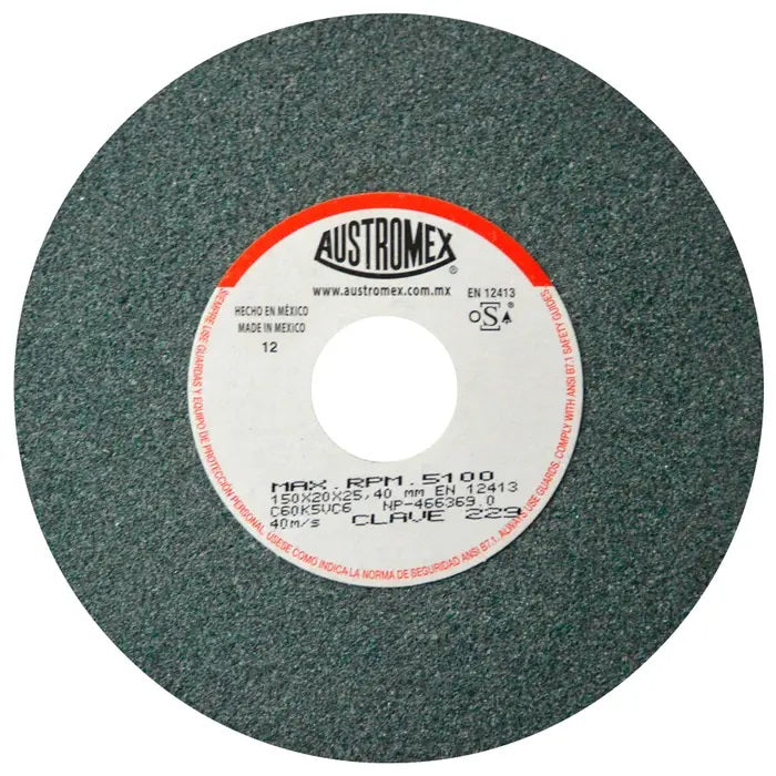 Rueda Abrasiva Grano 60 para Esmerilar Verde de 6 x 3/4 x 1 Austromex 229