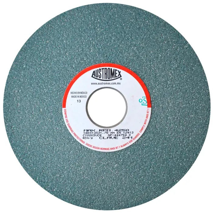 Rueda Abrasiva Grano 100 para Rectificar Verde de 7 x 1/2 x 1-1/4 Austromex 241