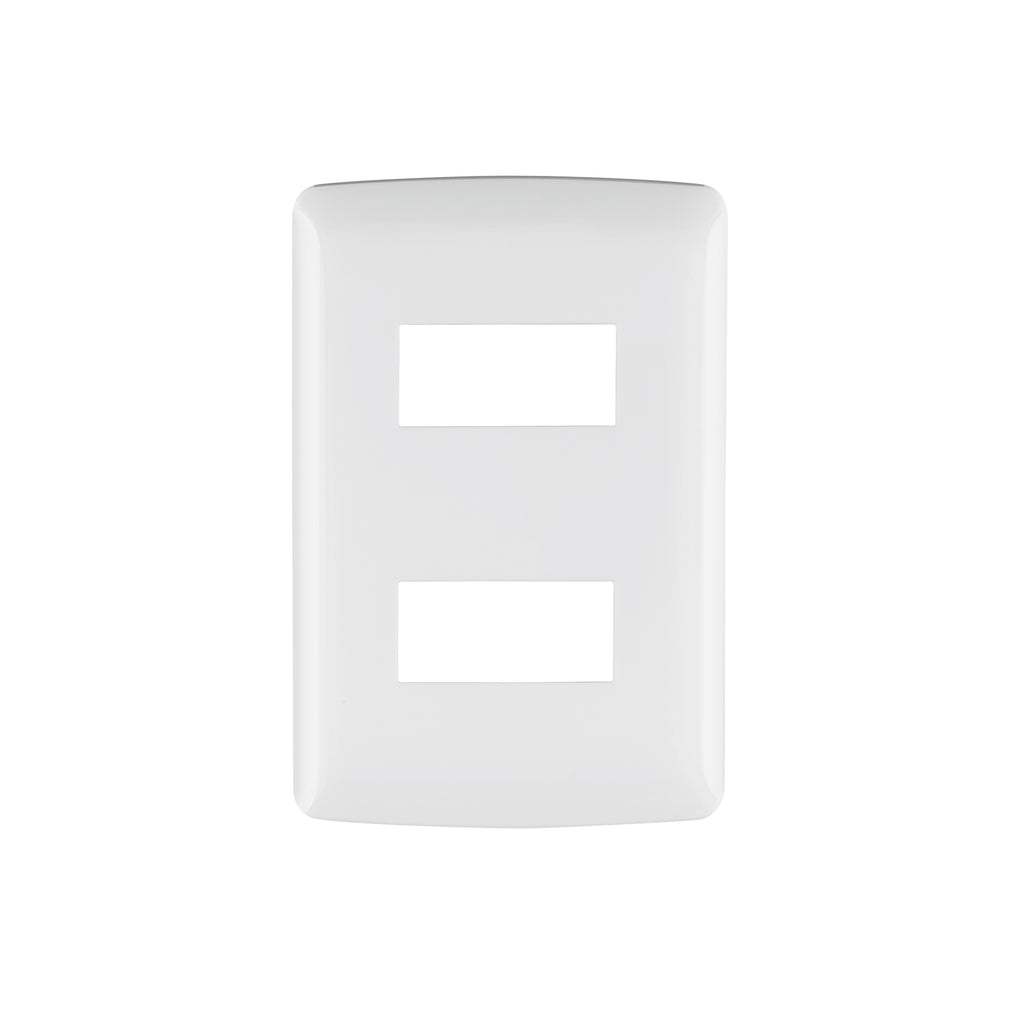 Placa 2 Módulos De ABS, Línea Italiana, Color Blanco, Volteck 48133