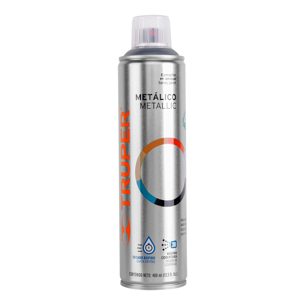 Pintura En Aerosol, Cromo Metálico, Bote Esbelto, 400 ml, Truper 19053