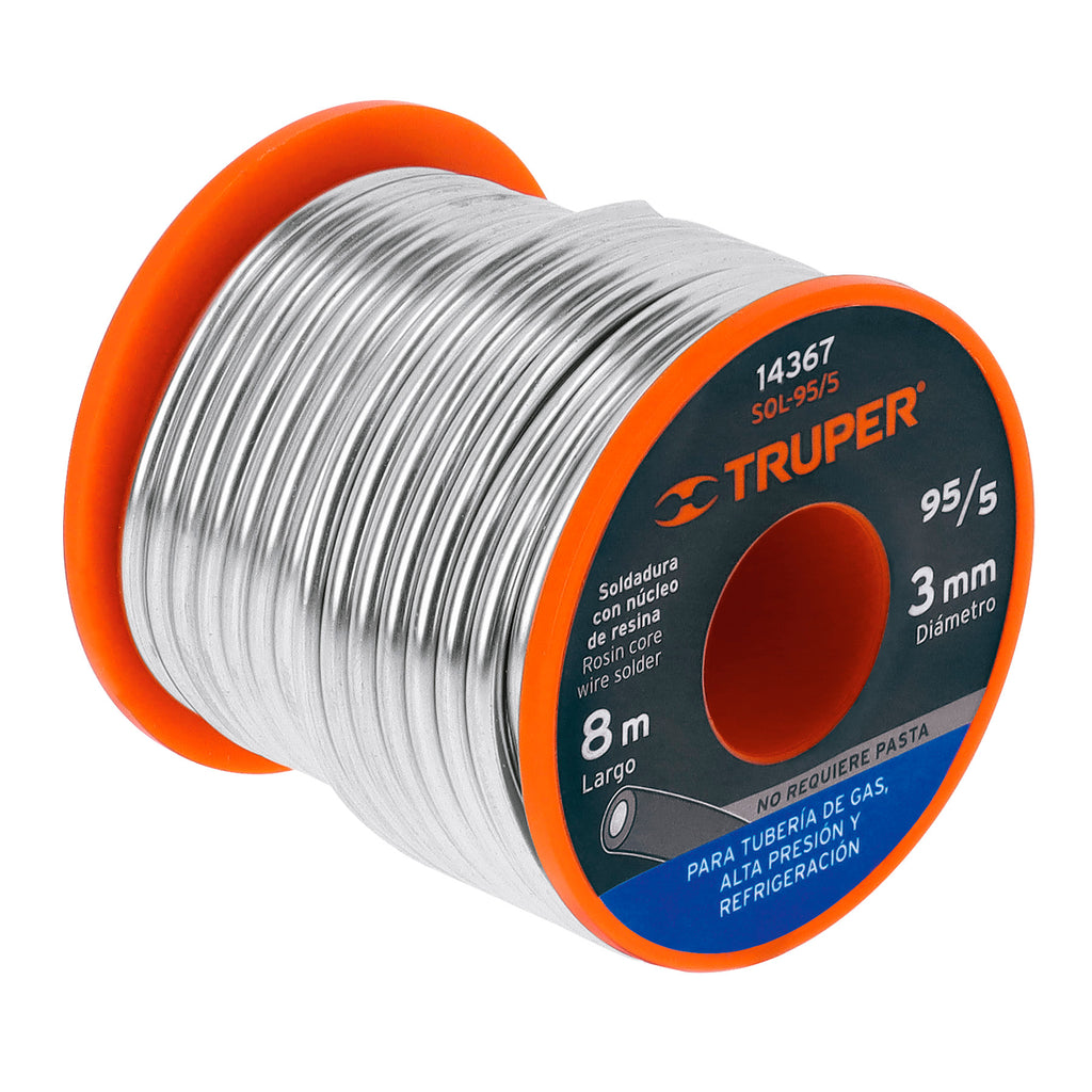 Soldadura Con Núcleo Resina 95/5, Tubería De Gas, 450 g, Truper 14367