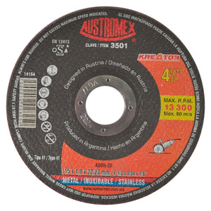 Disco Abrasivo para Corte de Metal y Acero Inoxidable de 4-1/2 x 0.04 x 7/8 Austromex 3501