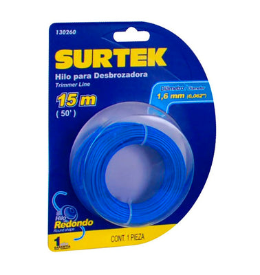 Nylon para desbrozadora en blíster 1.65mm x 15 mt Surtek 130260