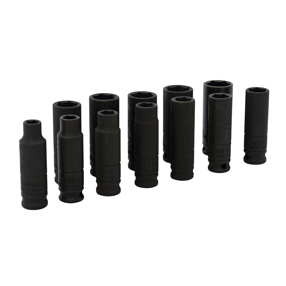 Juego de 11 Dados de Impacto Largos Métricos 3/8" Urrea 72212