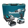Llave Impacto 1/2" v.v.r. 0-3,000 Ipm 190 N.m Li-Ion 2 Bat 3.0 A.h. y Carg C/Luz, Freno,Maletin 18V, Makita DTW190RFE