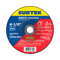 Disco Abrasivo Corte 4-1/2x1/8" Surtek 123325