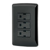 Placa Armada 3 Contactos Aterrizados, Negro, Línea Italiana, Volteck 47594