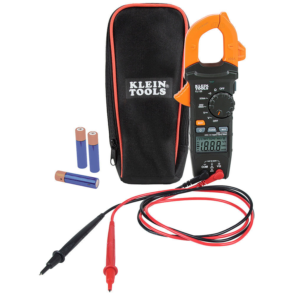 Multímetro Digital De Gancho De Rango Automático De 400 A CA, Klein Tools CL120