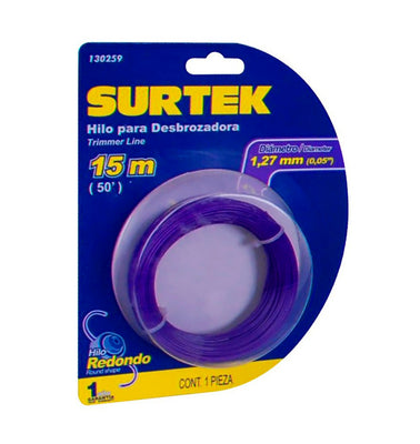 Nailon para desbrozadora en blíster 1.27mm x 15 mt Surtek 130259