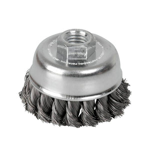 Carda Copa Trenzada Alambre Delgado 3" x 0.35 mm con Rosca 5/8", Surtek C512