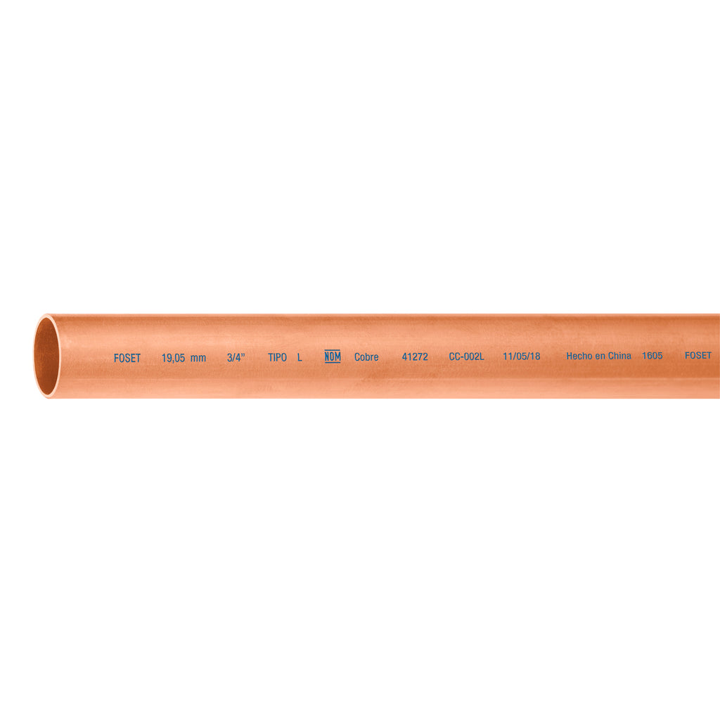 Tubo De 3/4" De Obre Tipo "L", De 3m, 1.9kg, Foset 41272