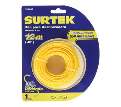 Nylon para Desbrozadora Redondo Amarillo 2.4 mm x 12 m Surtek 130262
