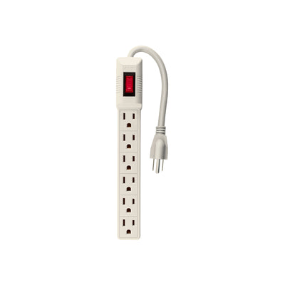 Multicontacto 6 Entradas Económico, Con Interruptor, 16 AWG, Volteck 47188