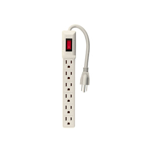 Multicontacto 6 Entradas Económico, Con Interruptor, 16 AWG, Volteck 47188