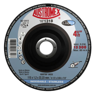 Disco Abrasivo para Corte de Acero Inoxidable de 4-1/2 x 0.04 x 7/8 Austromex 1318