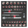Juego de dados y accesorio cuadro 1/2" - SAE & Métricos - 42 pzs Urrea CH203***