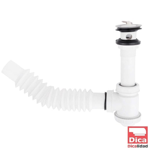 Céspol Flexible con Bote Chico con Cubierta Metálica para Lavabo Dica 3701CC