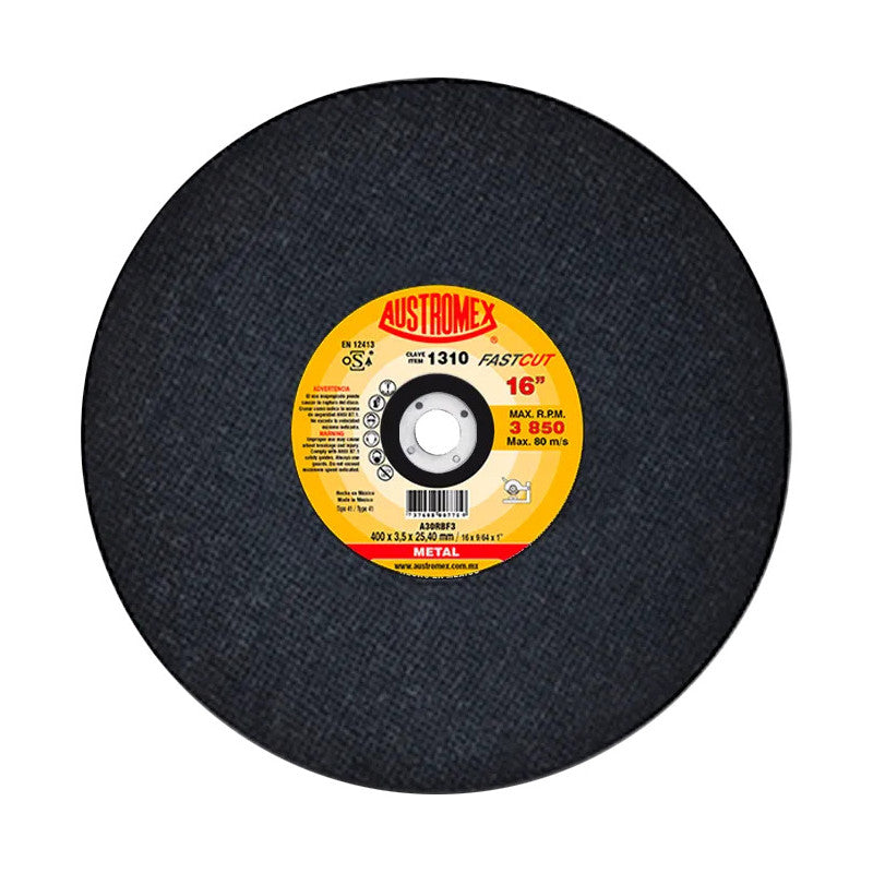 Disco Abrasivo para Cortar Metal de 16 x 9/64 x 1Austromex 1310