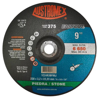 Disco Abrasivo para Corte de Piedra de 9 x 1/8 x 7/8  Austromex 375