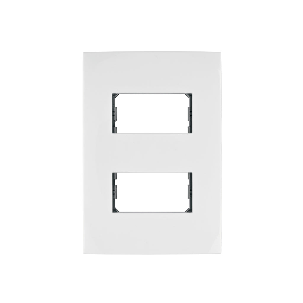 Placa 2 Módulos De ABS, Línea Oslo, Color Blanco, Volteck 48304