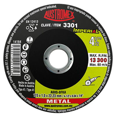 Disco Abrasivo para Corte de Metal de 4-1/2 x 0.04 x 7/8 Austromex 3301