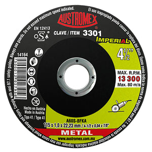 Disco Abrasivo para Corte de Metal de 4-1/2 x 0.04 x 7/8 Austromex 3301