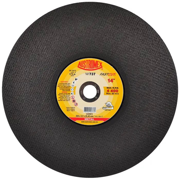 Disco Abrasivo para Corte de Metal de 14 x 1/8 x 1 Austromex 737