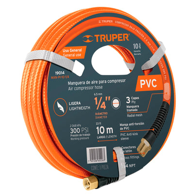 Rollo De 10 m De Manguera 1/4' De PVC Para Compresor, Truper 19014