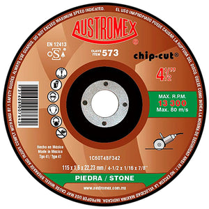 Disco Abrasivo de 4-1/2 x 1/16 x 7/8 para Corte de Piedra Austromex 573