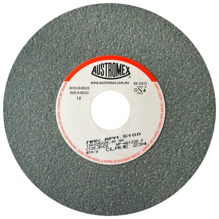 Rueda Abrasiva Grano 120 para Esmerilar Verde de 6 x 1 x 1 Austromex 234