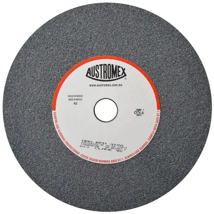Rueda Abrasiva Grano 60 para Esmerilar Gris de 10 x 1 x 1 Austromex 45