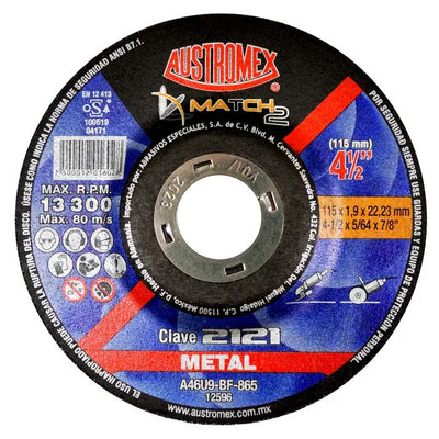 Disco Abrasivo para Corte y Desbaste Acero Inoxidable de 4-1/2 x 5/64 x 7/8 Austromex 2121