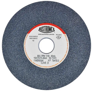 Rueda Abrasiva Grano 60 para Esmerilar Gris de 6 x 1 x 1 Austromex 23