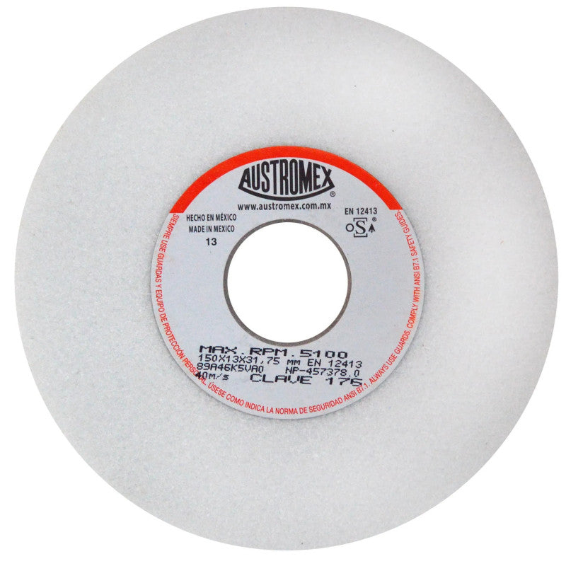 Rueda Abrasiva Blanca de 6 x 1/2 x 1-1/4 Austromex 176