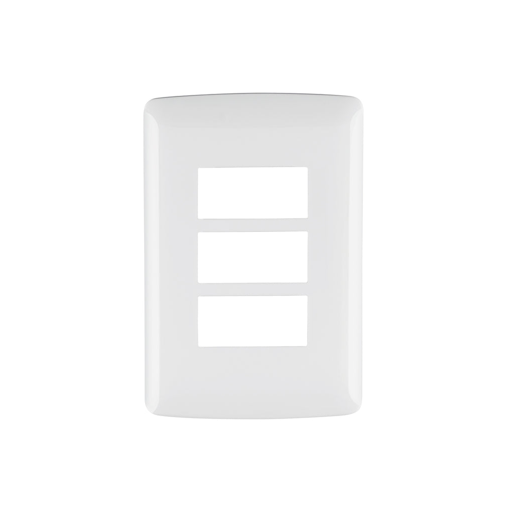Placa 3 Módulos De ABS, Línea Italiana, Color Blanco, Volteck 48136