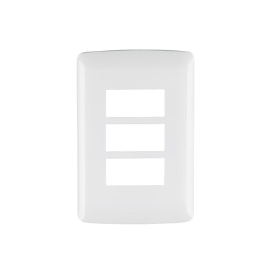 Placa 3 Módulos De ABS, Línea Italiana, Color Blanco, Volteck 48136