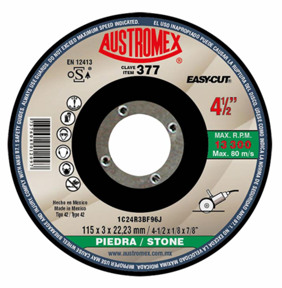 Disco de Corte para Concreto 4-1/2" x 3/32" x 7/8" Austromex 377
