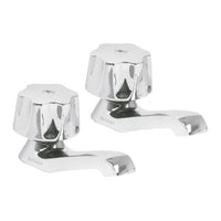 Juego 2 Llaves Individuales Para Lavabo, Manerales Metálicos, Foset 49234