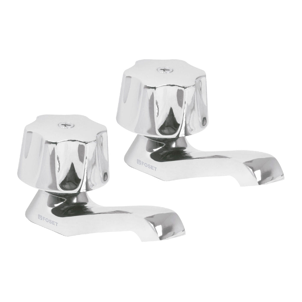 Juego 2 Llaves Individuales Para Lavabo, Manerales Metálicos, Foset 49234