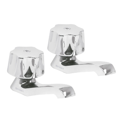 Juego 2 Llaves Individuales Para Lavabo, Manerales Metálicos, Foset 49234