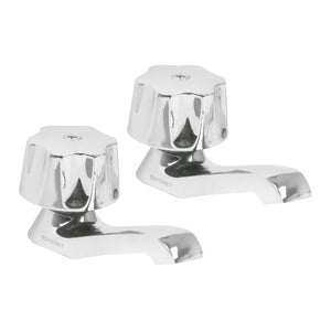 Juego 2 Llaves Individuales Para Lavabo, Manerales Metálicos, Foset 49234