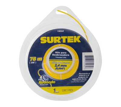 Nylon para Desbrozadora Redondo Amarillo 2.4 mm x 78 m Surtek 130264
