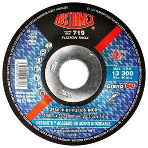 Disco Abrasivo para Desbaste Para Acero Inoxidable de 4-1/2 x 5/32 x 7/8 Austromex 719