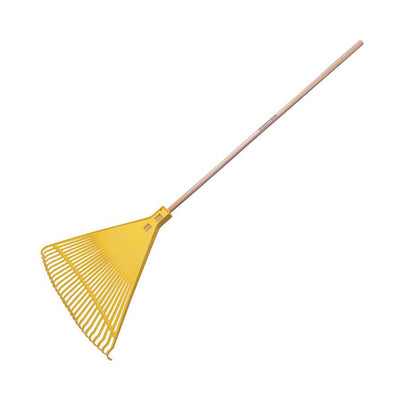 Escoba plástica color amarillo para jardín 26 dientes Surtek 132051