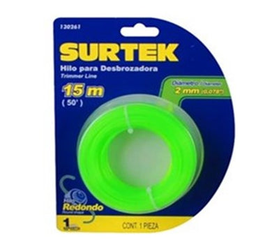 Nylon para Desbrozadora Redondo Verde 2 mm x 15 m Surtek 130261