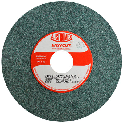 Rueda Abrasiva Grano 60 para esmerilar Verde de 6 x 3/4 x 1 Austromex 226