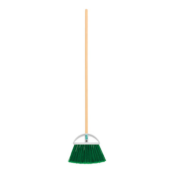 Escoba Grande Tipo Abanico, Cerdas De PVC, Bastón De Madera, Klintek 57052