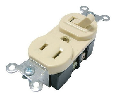 Apagador palanca y contacto aterrizado 15A 127V Surtek 136550***