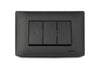 Interruptor triple negro Veto OSL66288 con placa rectangular y tres teclas verticales, vista frontal