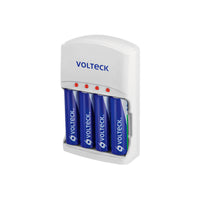 Cargador De Pila AA, AAA y 9V  Incluye 4 Pilas AA, Volteck 46045